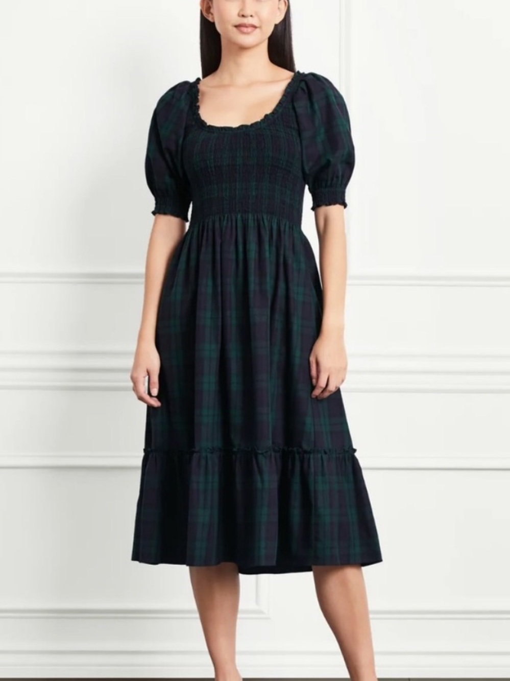 Hill House Louisa Nap Dress in Blackwatch Tartan